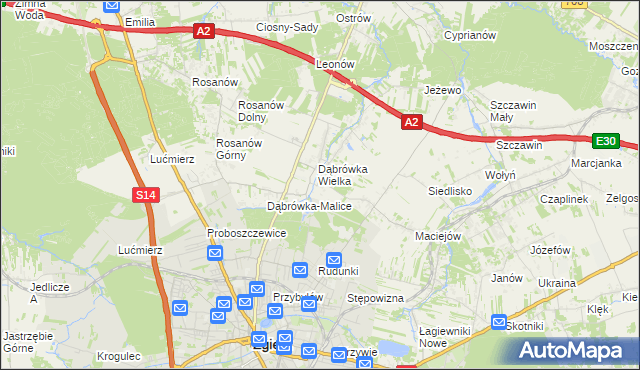 mapa Dąbrówka-Sowice, Dąbrówka-Sowice na mapie Targeo