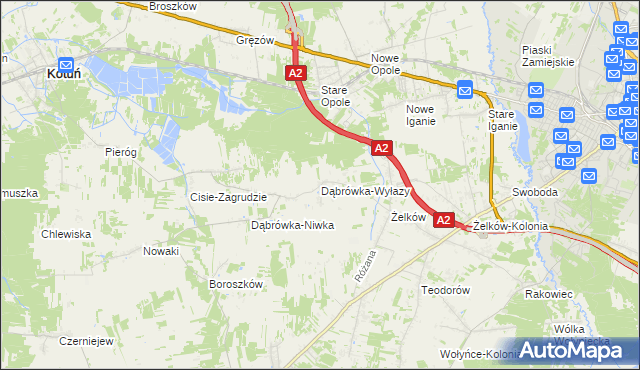 mapa Dąbrówka-Wyłazy, Dąbrówka-Wyłazy na mapie Targeo