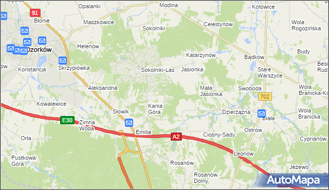 mapa Dębniak gmina Zgierz, Dębniak gmina Zgierz na mapie Targeo