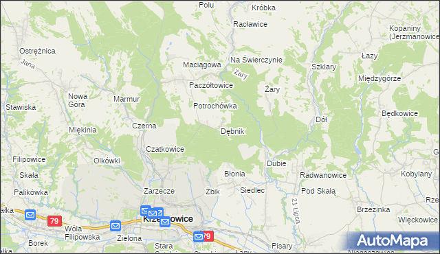 mapa Dębnik gmina Krzeszowice, Dębnik gmina Krzeszowice na mapie Targeo