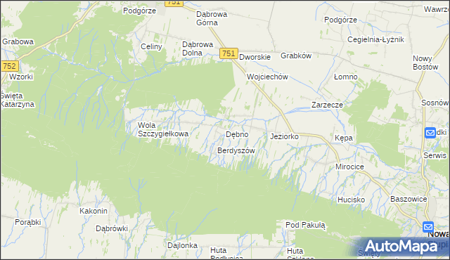 mapa Dębno gmina Nowa Słupia, Dębno gmina Nowa Słupia na mapie Targeo