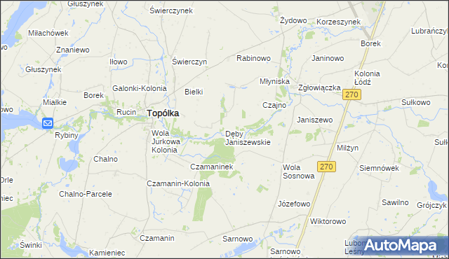 mapa Dęby Janiszewskie, Dęby Janiszewskie na mapie Targeo
