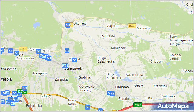 mapa Długa Szlachecka, Długa Szlachecka na mapie Targeo