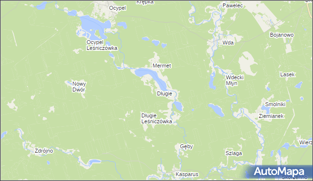 mapa Długie gmina Osieczna, Długie gmina Osieczna na mapie Targeo