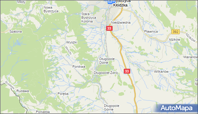 mapa Długopole Dolne, Długopole Dolne na mapie Targeo