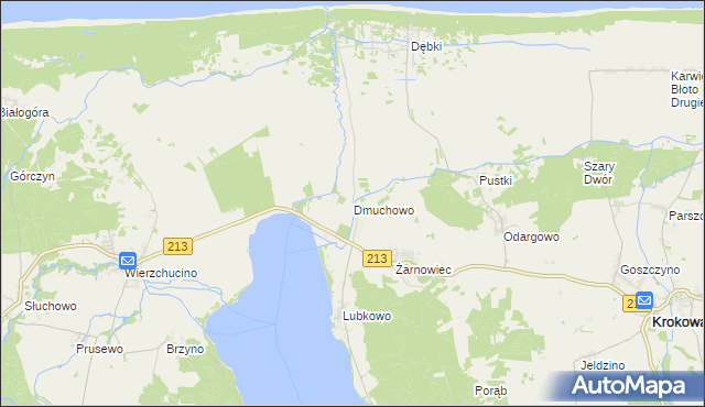 mapa Dmuchowo gmina Krokowa, Dmuchowo gmina Krokowa na mapie Targeo