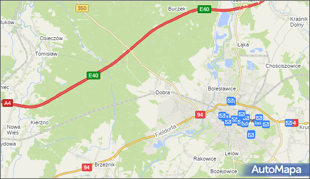 mapa Dobra gmina Bolesławiec, Dobra gmina Bolesławiec na mapie Targeo