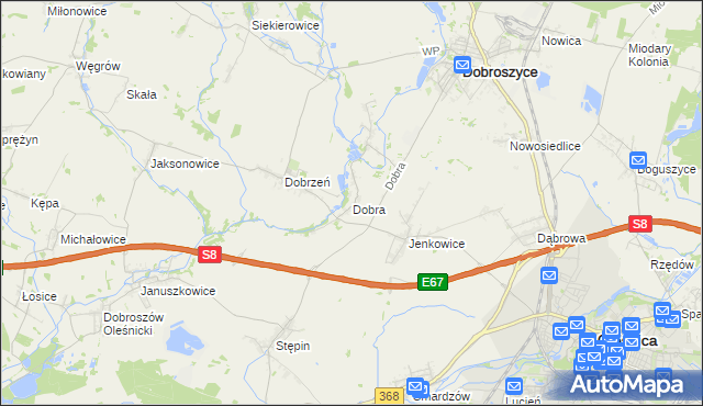 mapa Dobra gmina Dobroszyce, Dobra gmina Dobroszyce na mapie Targeo