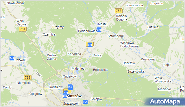 mapa Dobra gmina Staszów, Dobra gmina Staszów na mapie Targeo