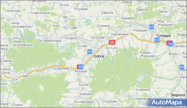 mapa Dobra powiat limanowski, Dobra powiat limanowski na mapie Targeo