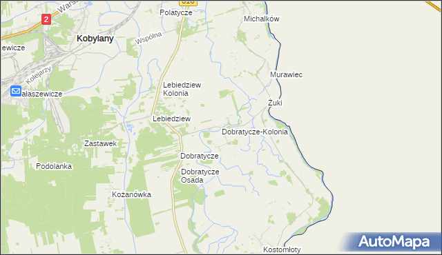 mapa Dobratycze-Kolonia, Dobratycze-Kolonia na mapie Targeo