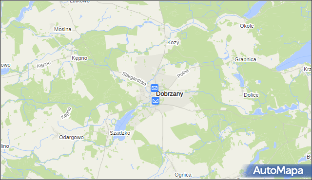 mapa Dobrzany powiat stargardzki, Dobrzany powiat stargardzki na mapie Targeo