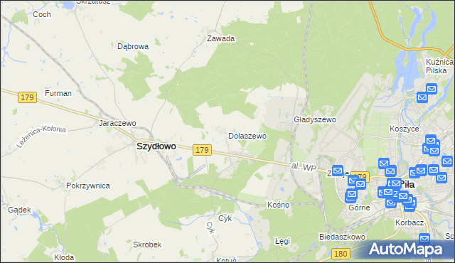 mapa Dolaszewo, Dolaszewo na mapie Targeo