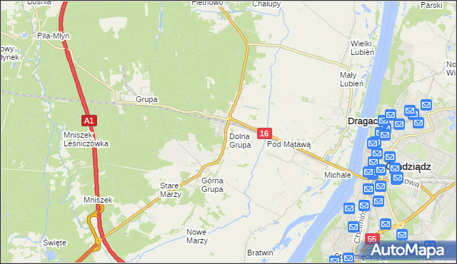 mapa Dolna Grupa, Dolna Grupa na mapie Targeo