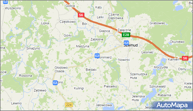 mapa Donimierz gmina Szemud, Donimierz gmina Szemud na mapie Targeo