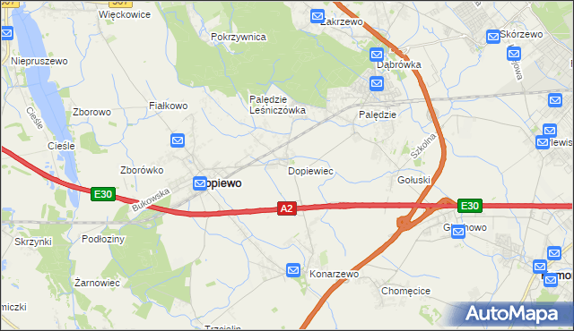 mapa Dopiewiec, Dopiewiec na mapie Targeo