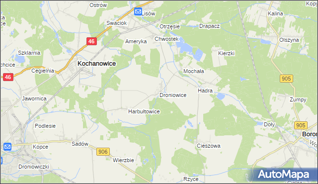 mapa Droniowice, Droniowice na mapie Targeo