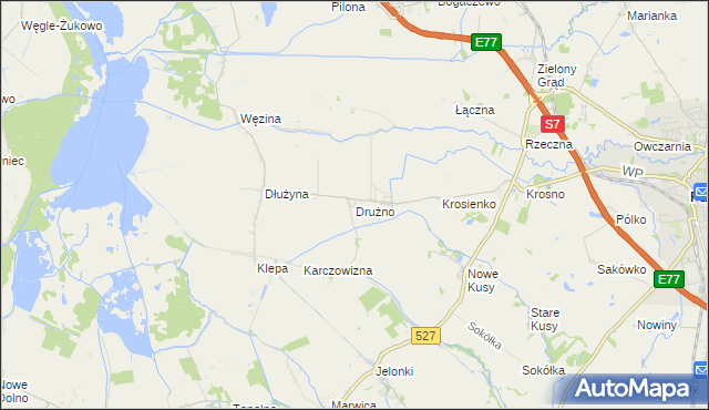 mapa Drużno, Drużno na mapie Targeo