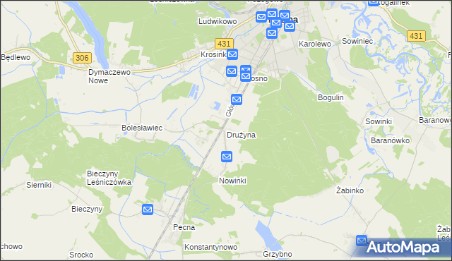 mapa Drużyna, Drużyna na mapie Targeo