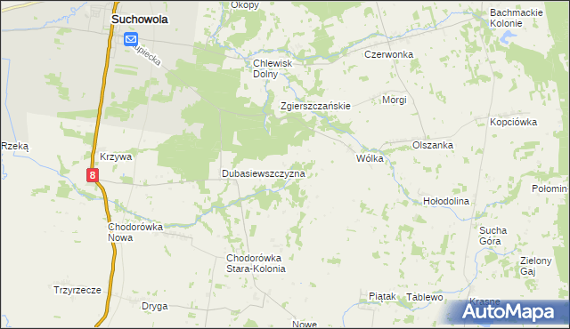 mapa Dubasiewskie Kolonie, Dubasiewskie Kolonie na mapie Targeo
