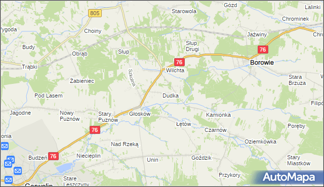 mapa Dudka gmina Borowie, Dudka gmina Borowie na mapie Targeo