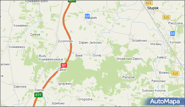 mapa Dunaj gmina Stupsk, Dunaj gmina Stupsk na mapie Targeo