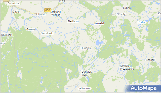 mapa Dunajek gmina Gołdap, Dunajek gmina Gołdap na mapie Targeo