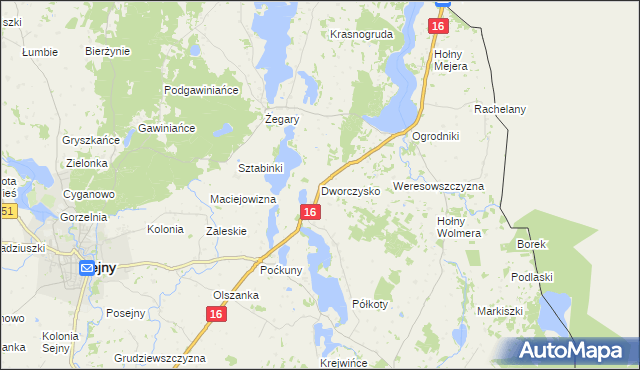 mapa Dworczysko gmina Sejny, Dworczysko gmina Sejny na mapie Targeo