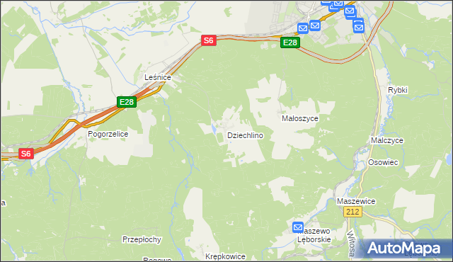 mapa Dziechlino, Dziechlino na mapie Targeo