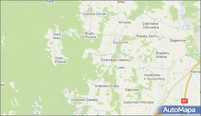 mapa Dzierzęga-Nadbory, Dzierzęga-Nadbory na mapie Targeo
