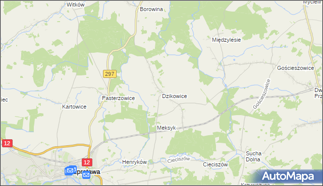 mapa Dzikowice, Dzikowice na mapie Targeo