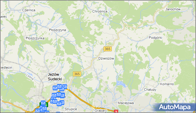 mapa Dziwiszów, Dziwiszów na mapie Targeo