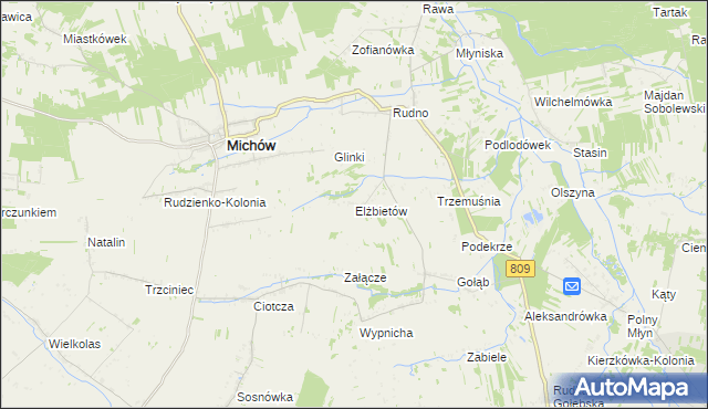 mapa Elżbietów gmina Michów, Elżbietów gmina Michów na mapie Targeo
