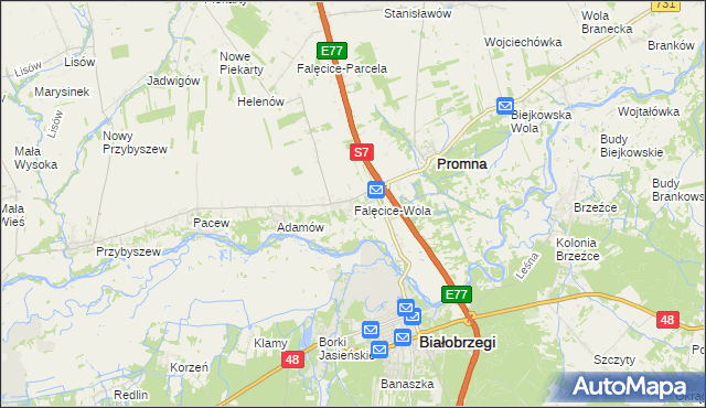 mapa Falęcice-Wola, Falęcice-Wola na mapie Targeo