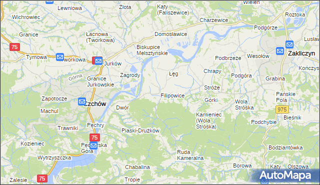 mapa Filipowice gmina Zakliczyn, Filipowice gmina Zakliczyn na mapie Targeo