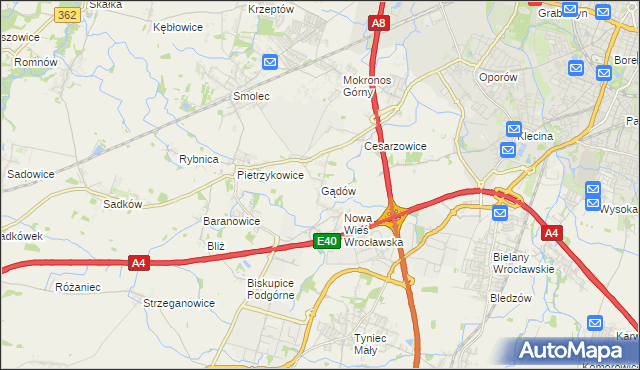 mapa Gądów, Gądów na mapie Targeo