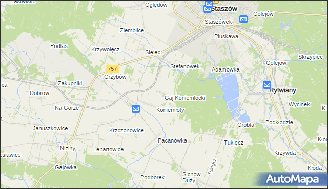 mapa Gaj Koniemłocki, Gaj Koniemłocki na mapie Targeo