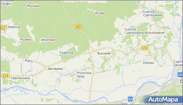 mapa Gajewo gmina Czarnków, Gajewo gmina Czarnków na mapie Targeo