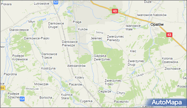 mapa Gajówka Zwierzyniec, Gajówka Zwierzyniec na mapie Targeo