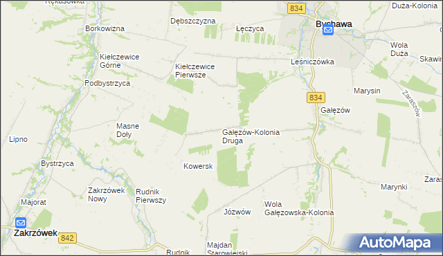 mapa Gałęzów-Kolonia Druga, Gałęzów-Kolonia Druga na mapie Targeo