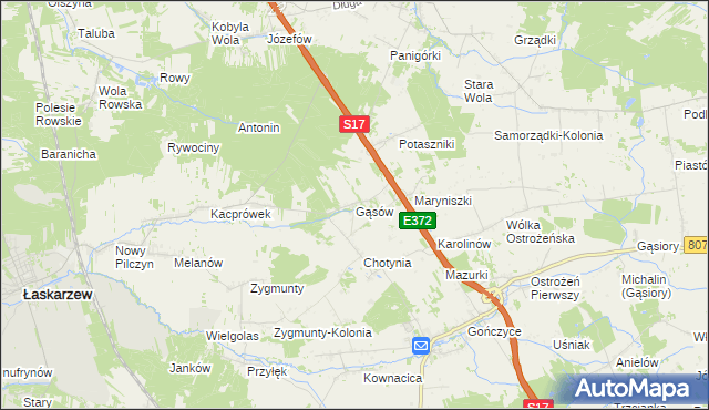 mapa Gąsów, Gąsów na mapie Targeo