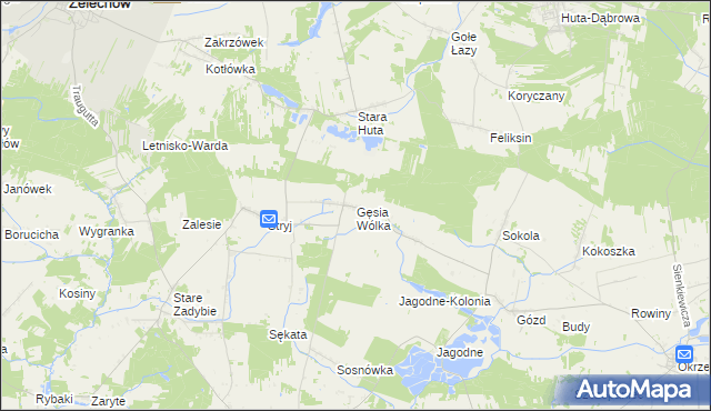 mapa Gęsia Wólka, Gęsia Wólka na mapie Targeo