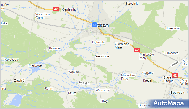 mapa Gierałcice gmina Wołczyn, Gierałcice gmina Wołczyn na mapie Targeo