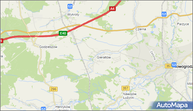 mapa Gierałtów, Gierałtów na mapie Targeo