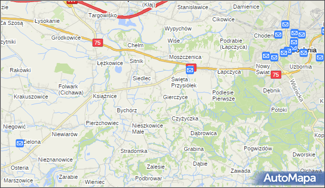 mapa Gierczyce gmina Bochnia, Gierczyce gmina Bochnia na mapie Targeo