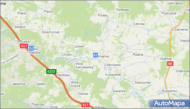 mapa Glinianka gmina Wiązowna, Glinianka gmina Wiązowna na mapie Targeo