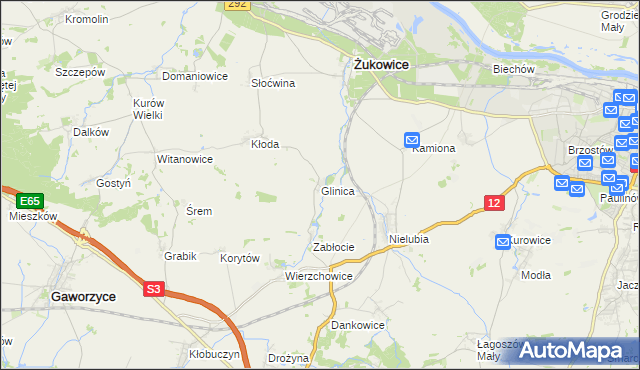 mapa Glinica gmina Żukowice, Glinica gmina Żukowice na mapie Targeo