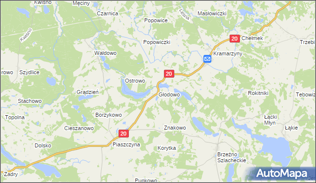 mapa Głodowo gmina Miastko, Głodowo gmina Miastko na mapie Targeo