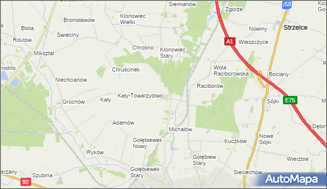 mapa Głogowiec gmina Kutno, Głogowiec gmina Kutno na mapie Targeo