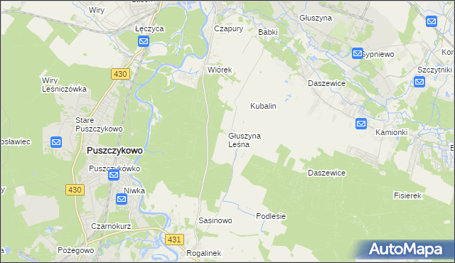 mapa Głuszyna Leśna, Głuszyna Leśna na mapie Targeo